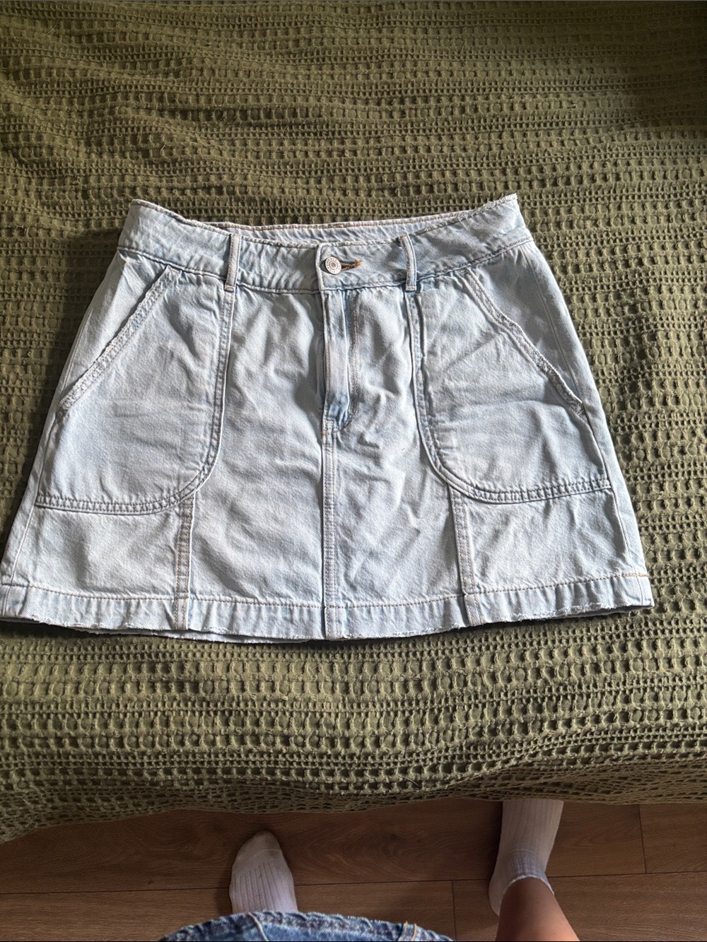 American Age Light Blue Denim Mini Skirt